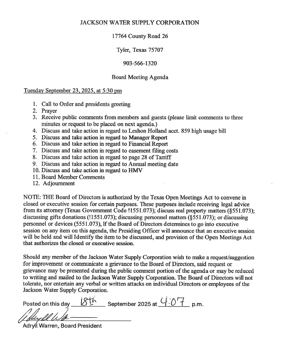 Agenda September 23, 2025